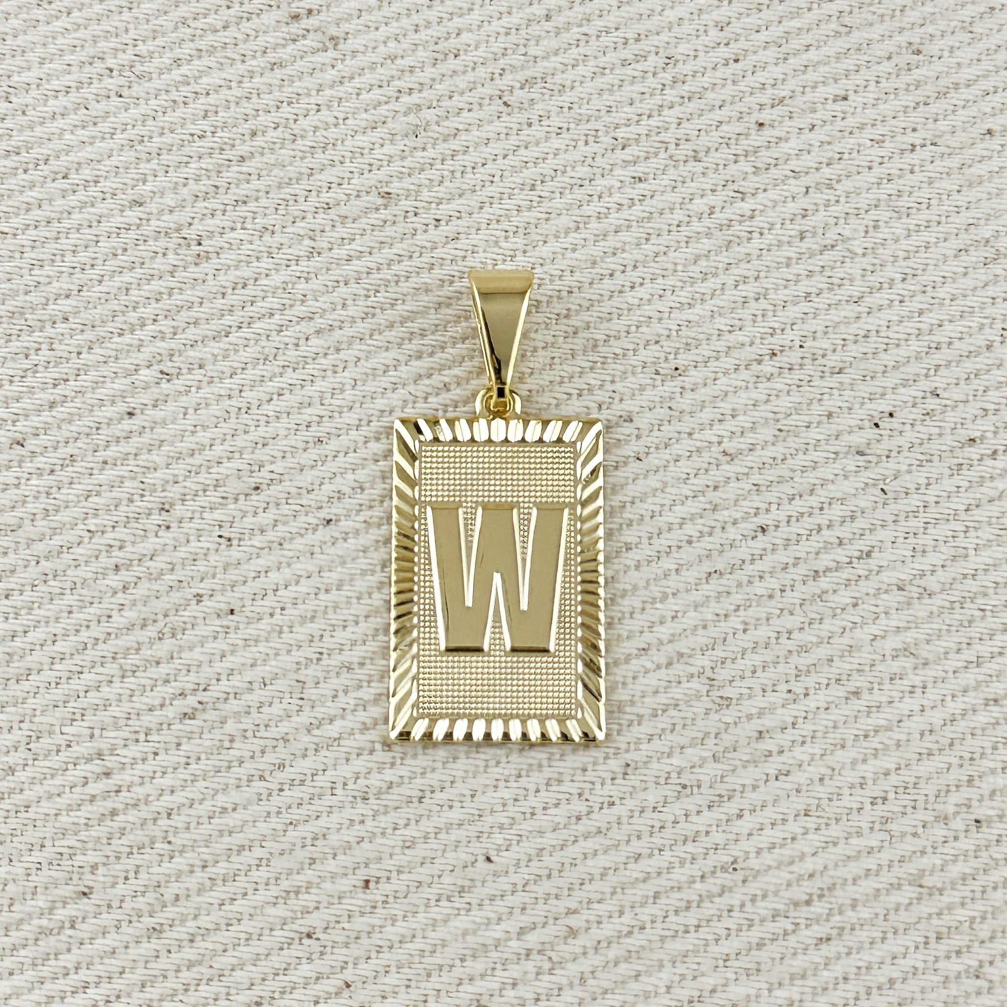 Pendant 18k Gold Filled Vintage Diamond Cut Initial Plate