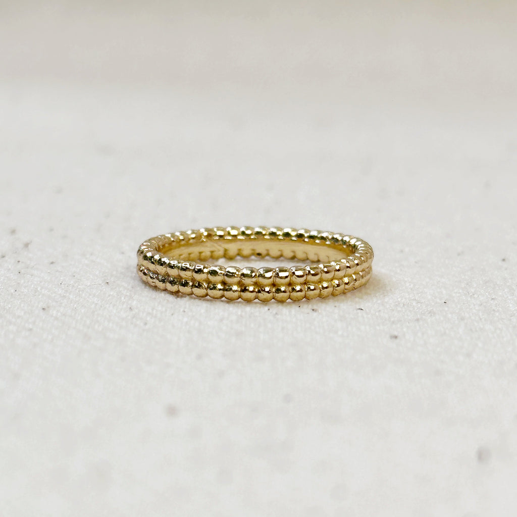 18k Gold Filled Beaded Double Band Ring