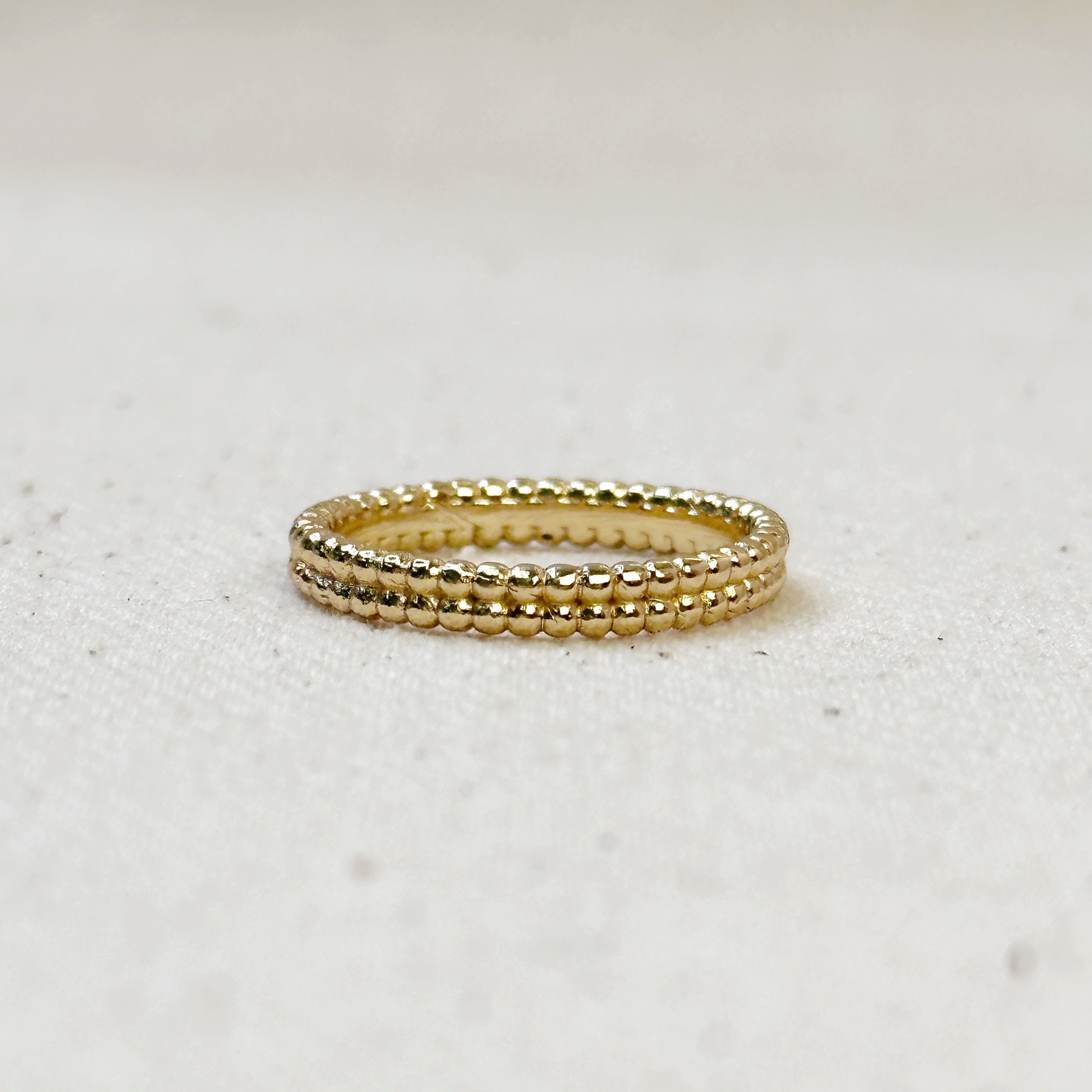 18k Gold Filled Beaded Double Band Ring