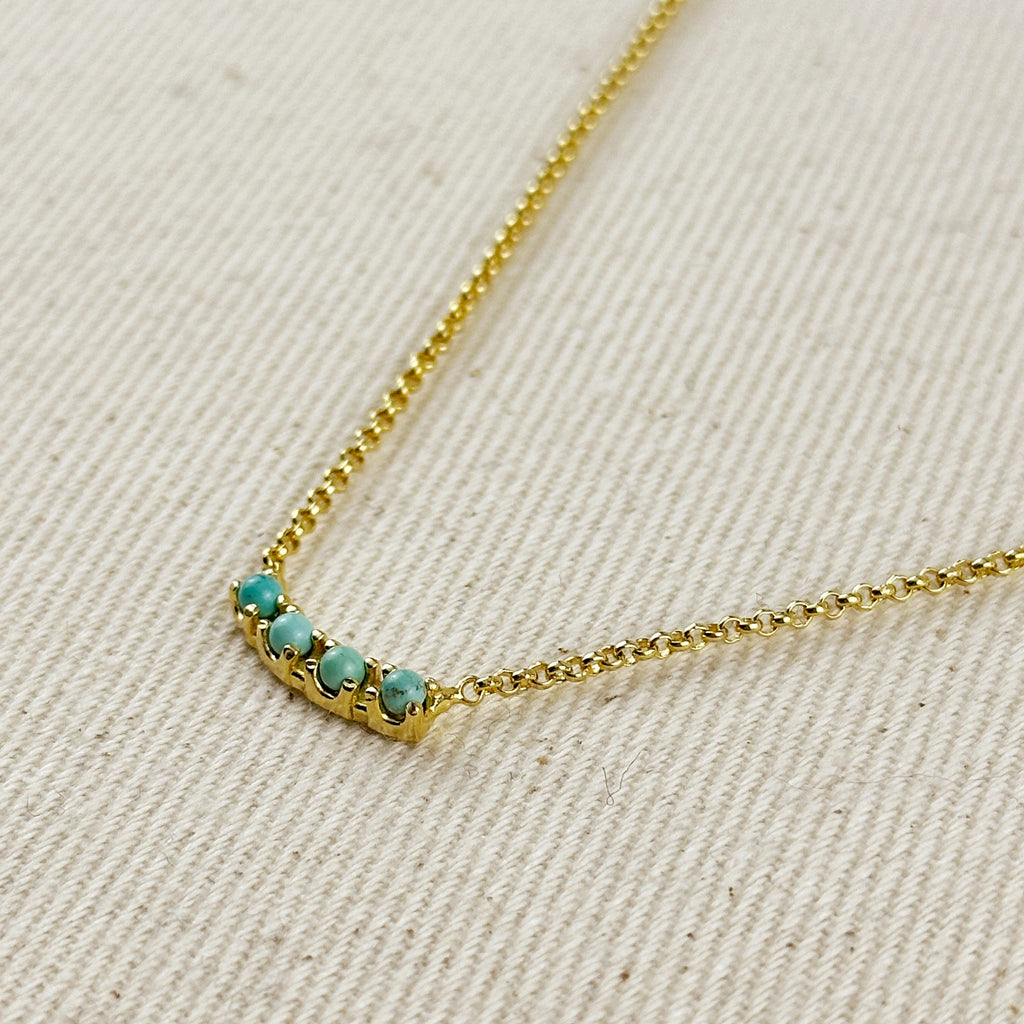 Gold Filled 18k Natural Turquoise Bead Necklace