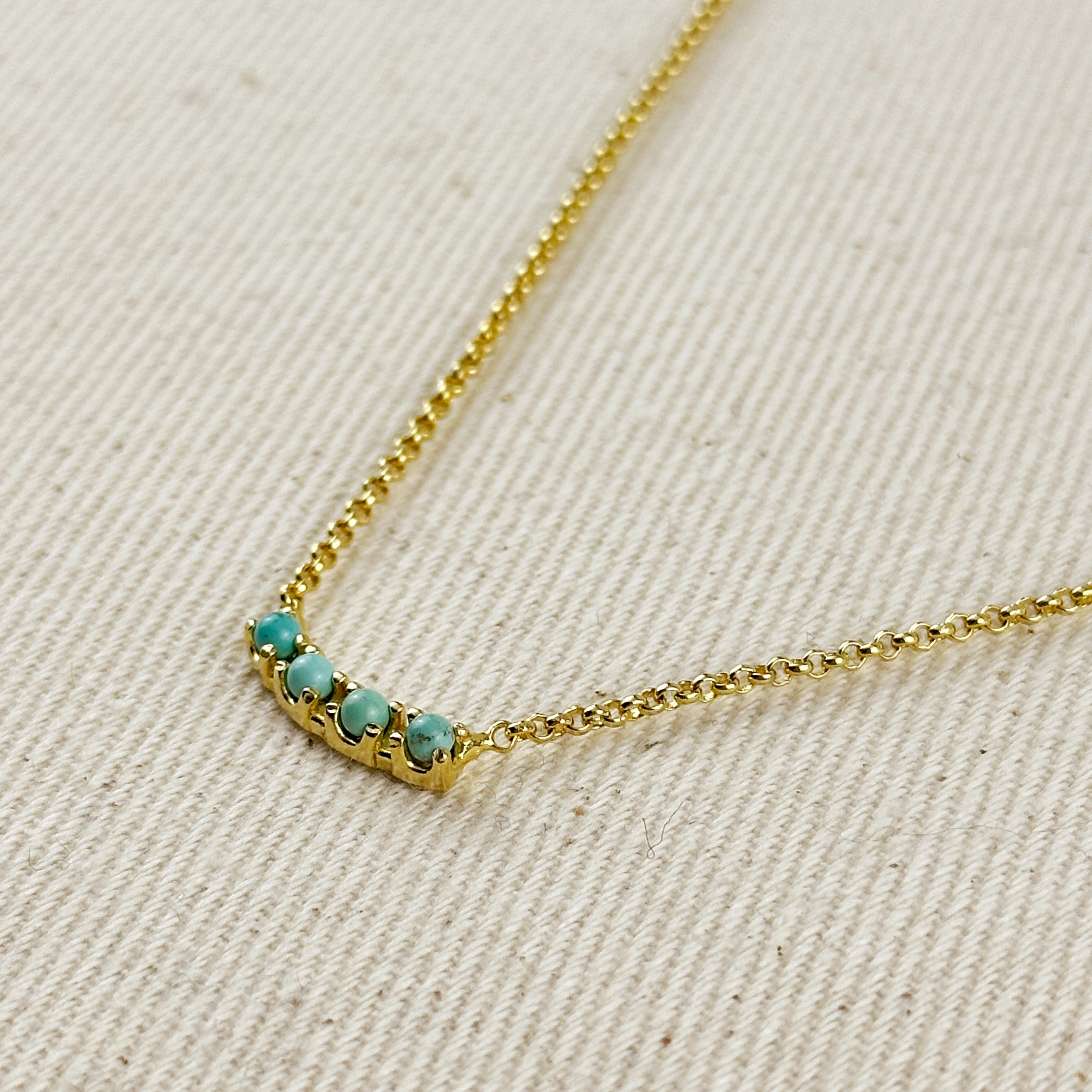 Gold Filled 18k Natural Turquoise Bead Necklace