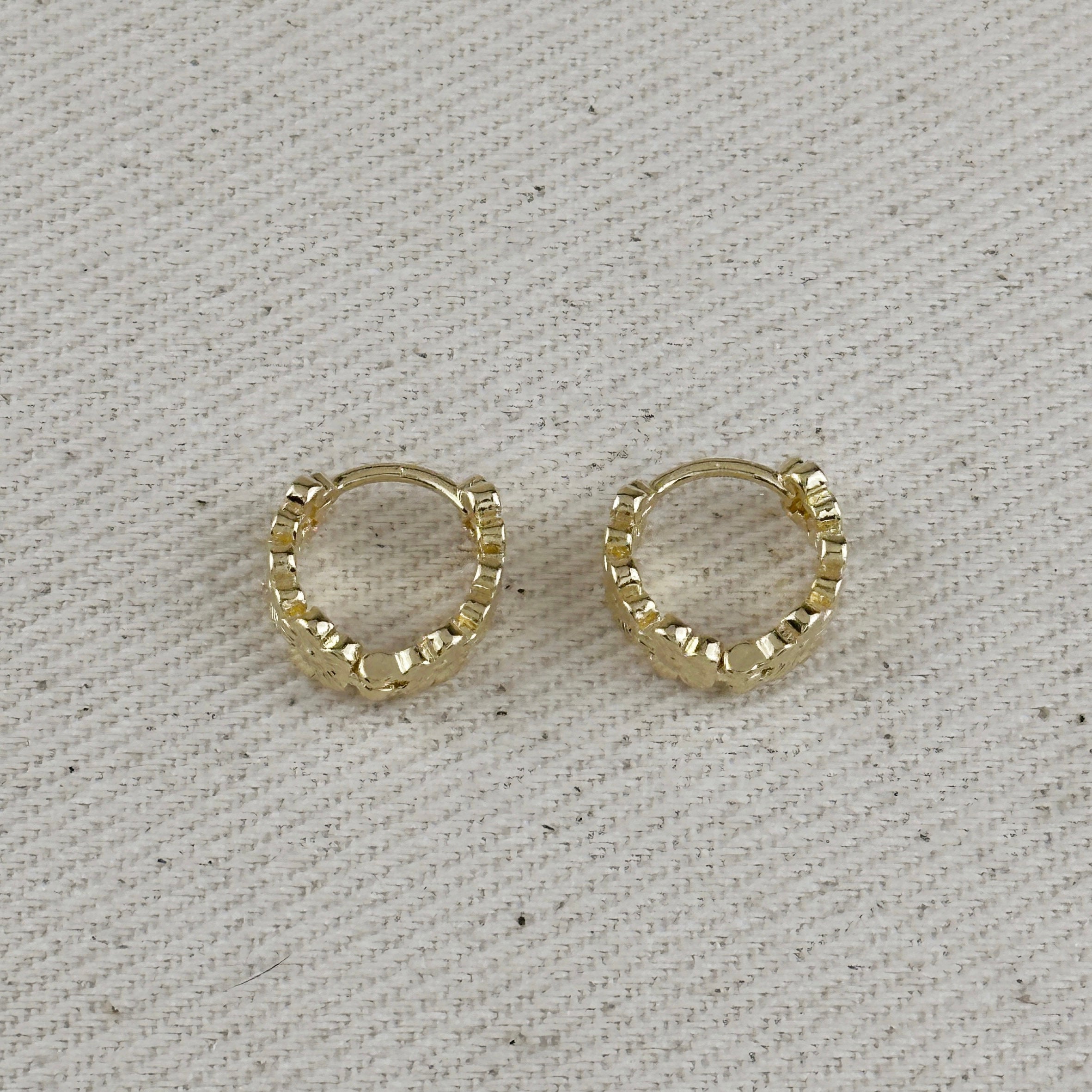 Flower Huggies Hoop Earrings 18k Gold Filled