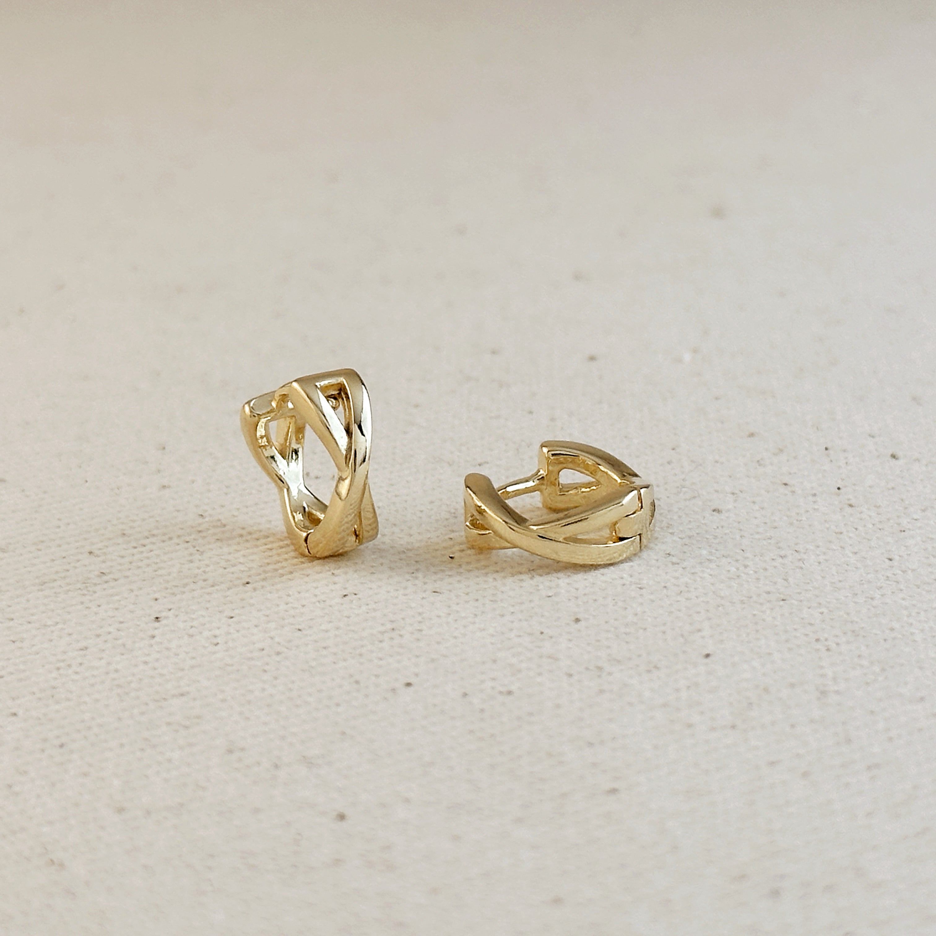 Gold Filled 18k X Clicker Hoop Earrings