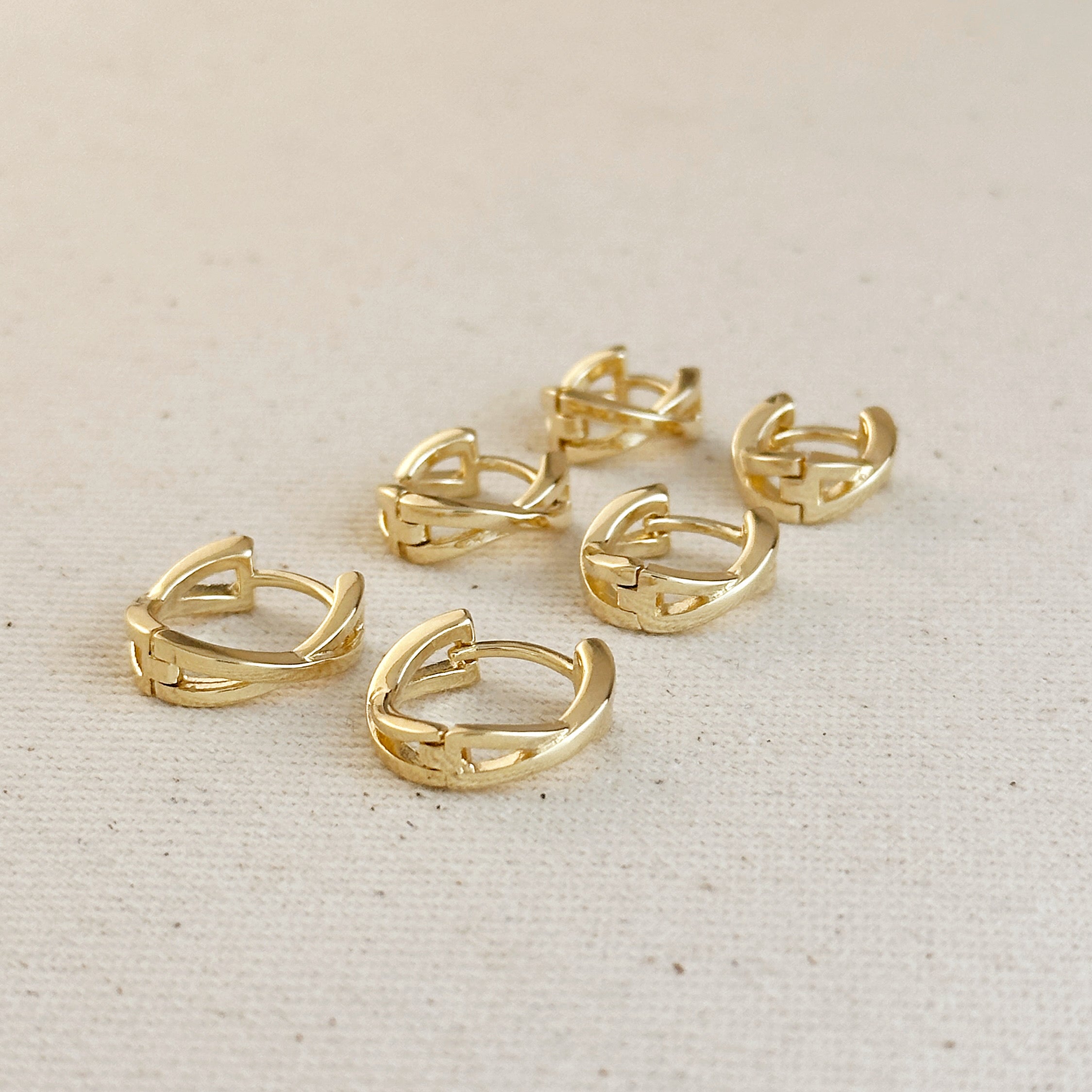 Gold Filled 18k X Clicker Hoop Earrings