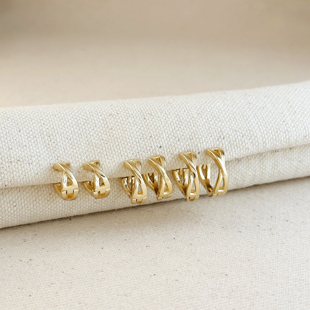 Gold Filled 18k X Clicker Hoop Earrings