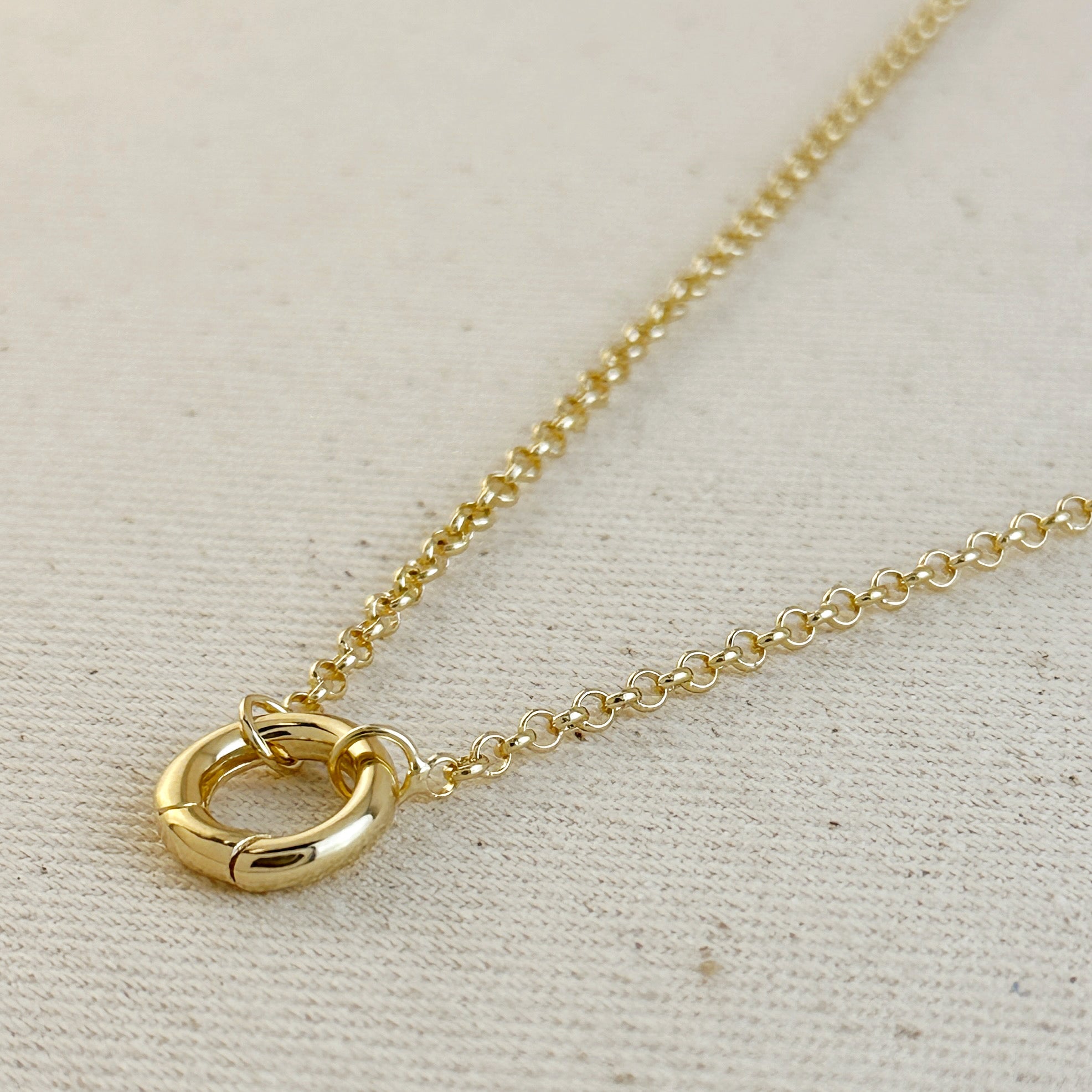 Chain Rolo Necklace Featuring Carabiner Clasp 18k Gold Filled