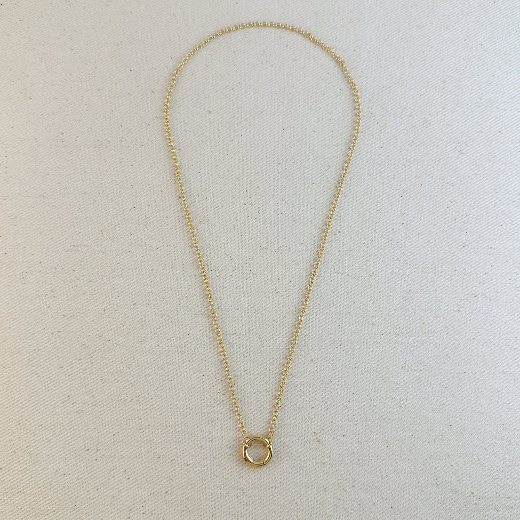 Chain Rolo Necklace Featuring Carabiner Clasp 18k Gold Filled