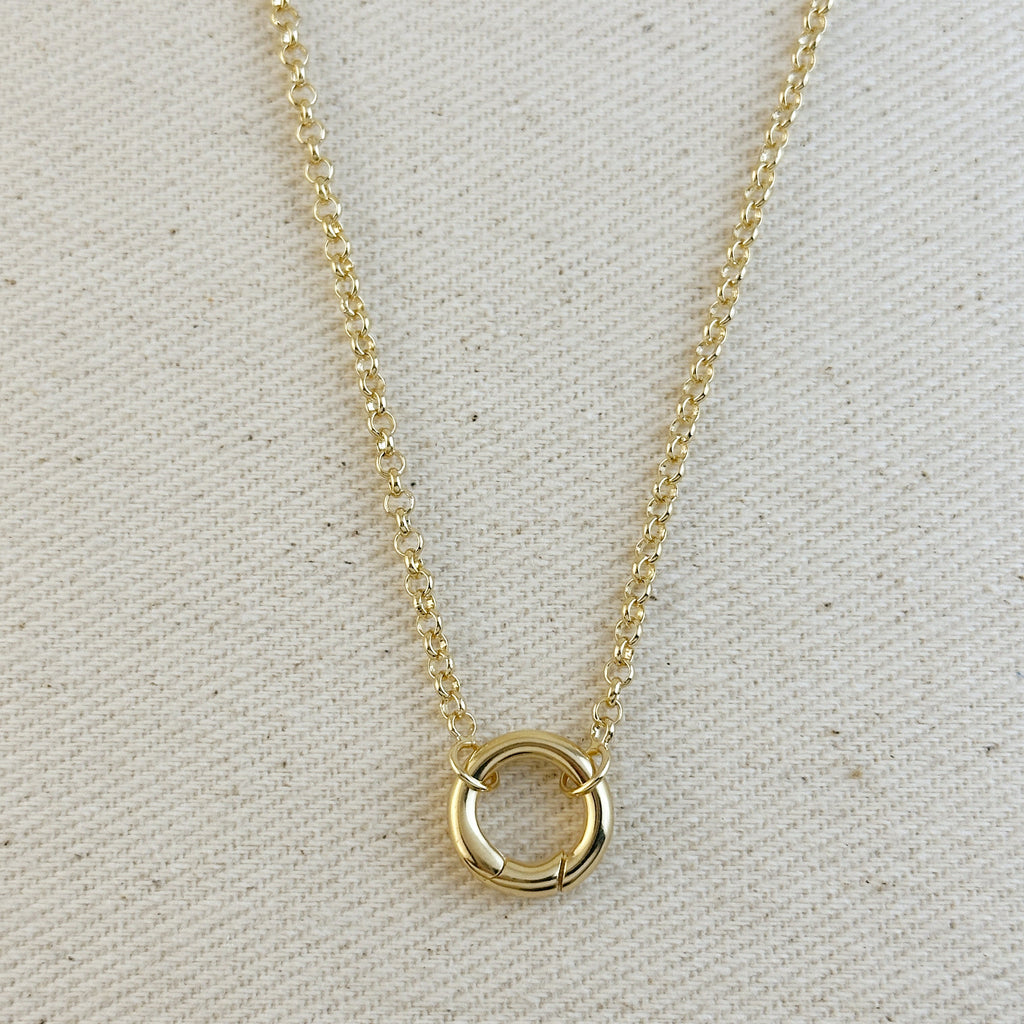Chain Rolo Necklace Featuring Carabiner Clasp 18k Gold Filled