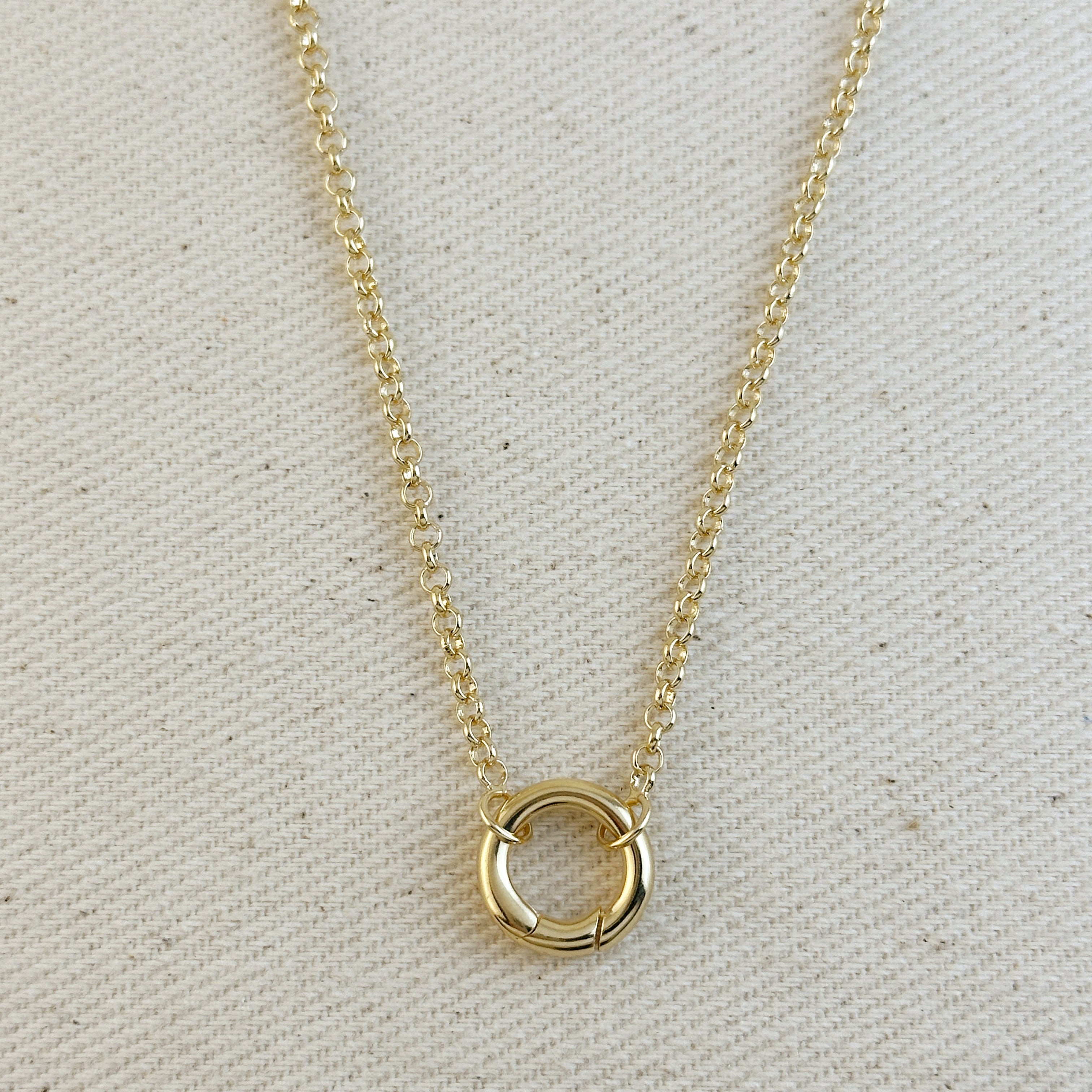 Chain Rolo Necklace Featuring Carabiner Clasp 18k Gold Filled