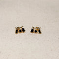 Chic 18k Gold-Filled 3-Shape Stud Earrings with Black Cubic Zirconia