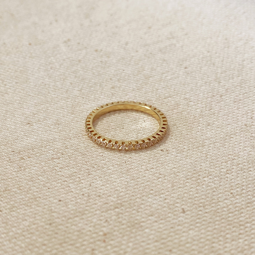 Gold Filled 18k Diamond Color Eternity Micro Cubic Zirconia Stone Ring - Emerald and Black Colors Available