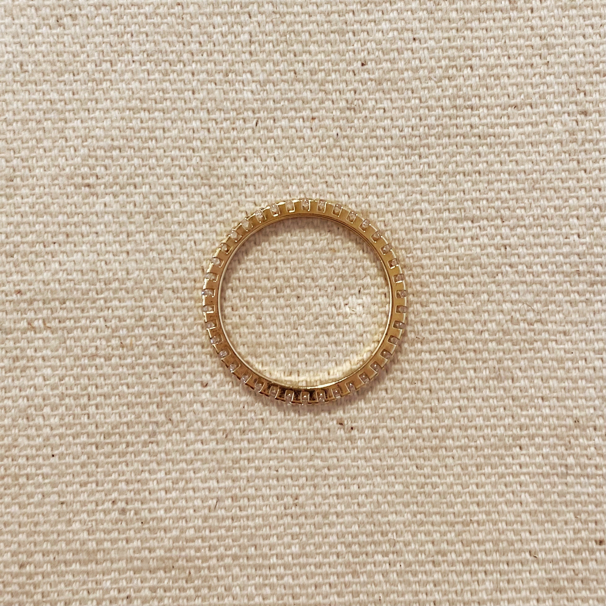 Gold Filled 18k Diamond Color Eternity Micro Cubic Zirconia Stone Ring - Emerald and Black Colors Available