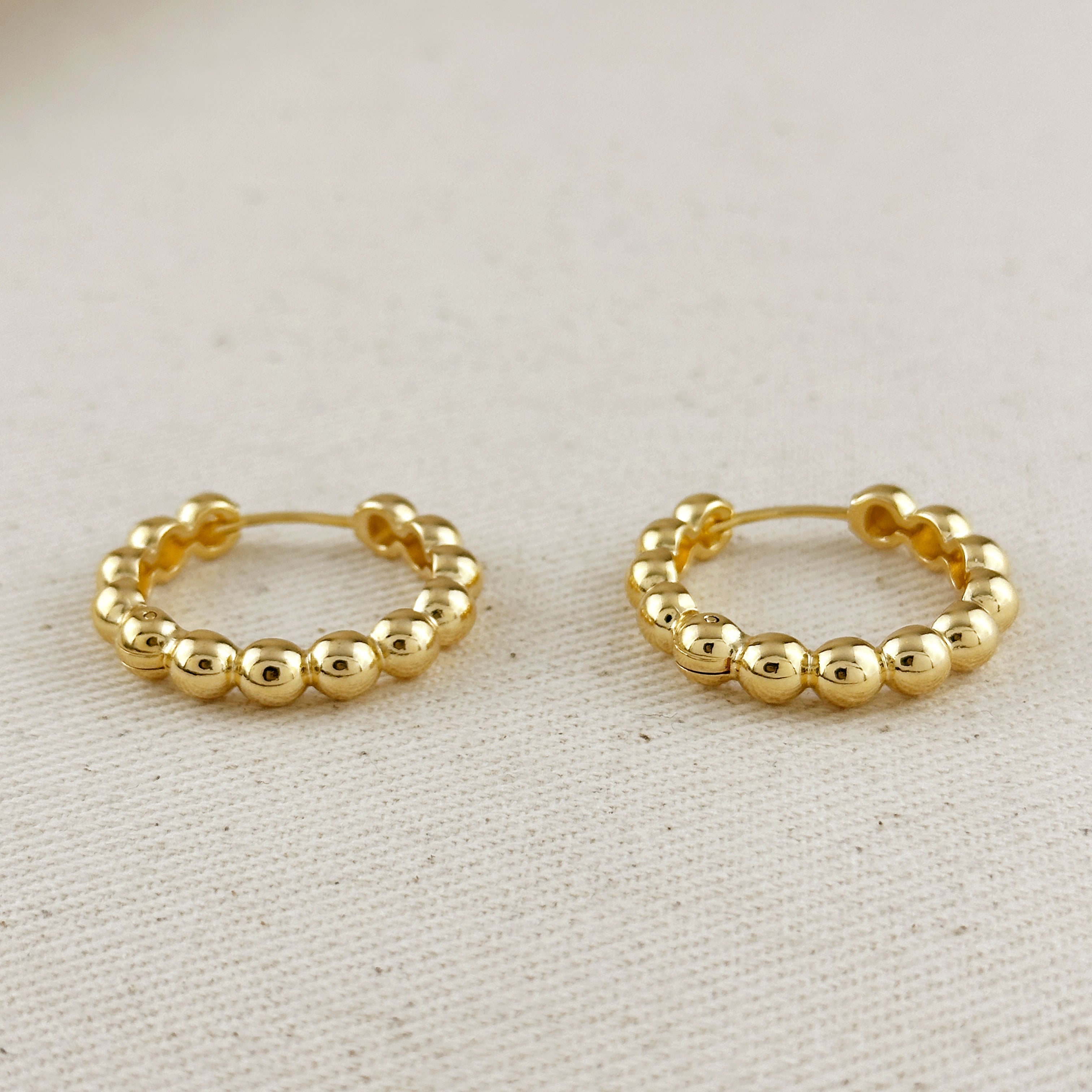 Gold Filled 18k 28mm Beaded Clicker Hoop Earrings