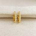 Gold Filled 18k 28mm Beaded Clicker Hoop Earrings