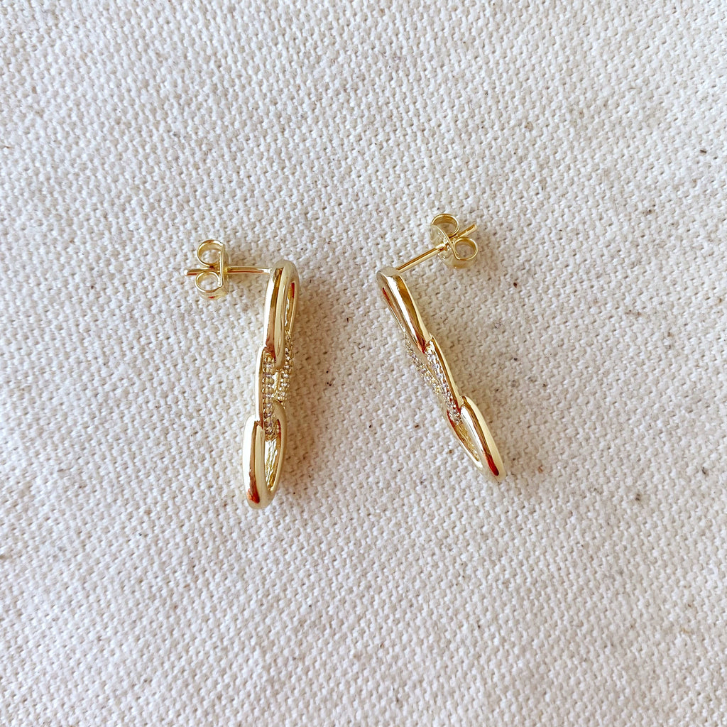 Gold Filled 18k Faux Chain Drop Earrings