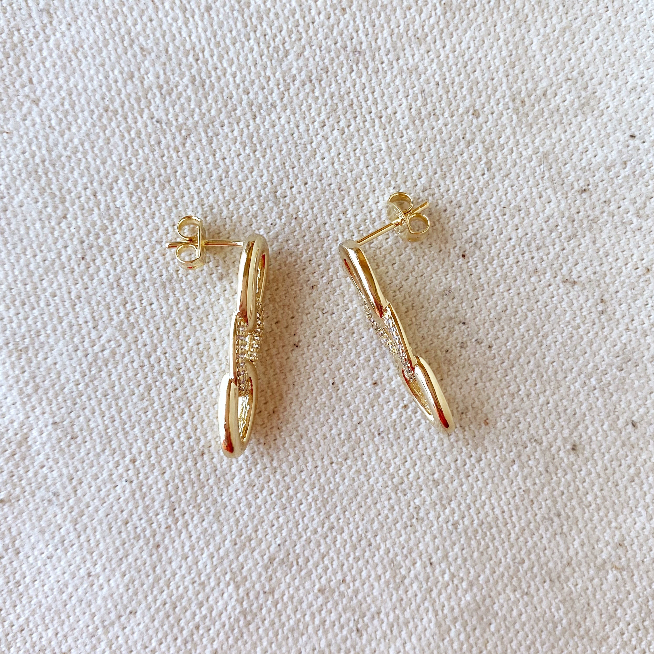 Gold Filled 18k Faux Chain Drop Earrings