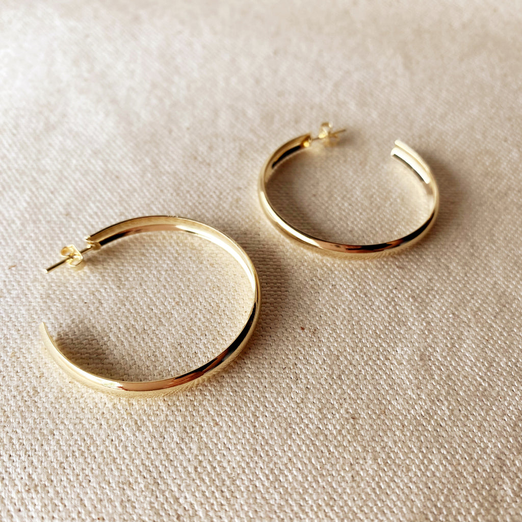 Gold Filled 18k 40mm Hollow C-Hoop Earrings