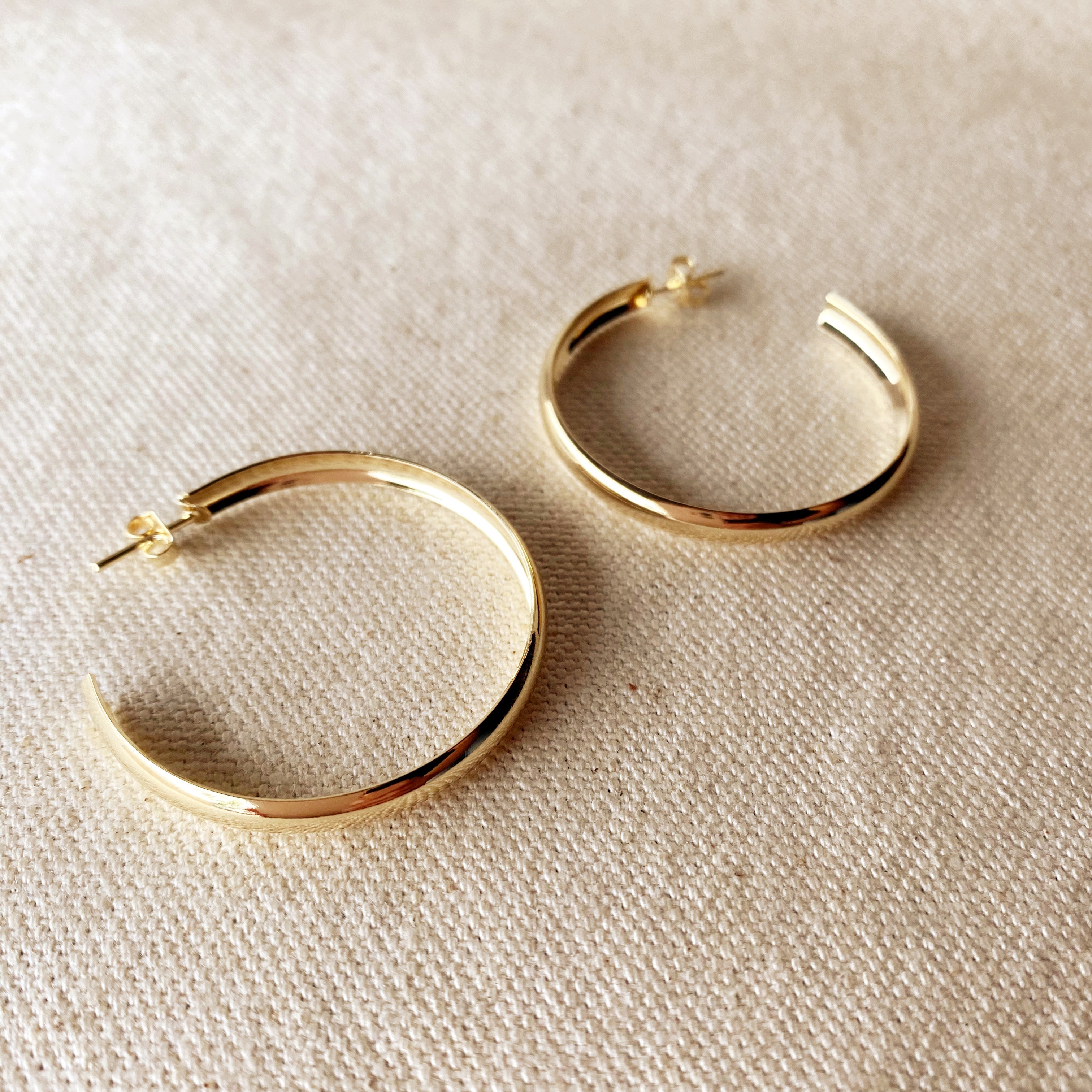 Gold Filled 18k 40mm Hollow C-Hoop Earrings