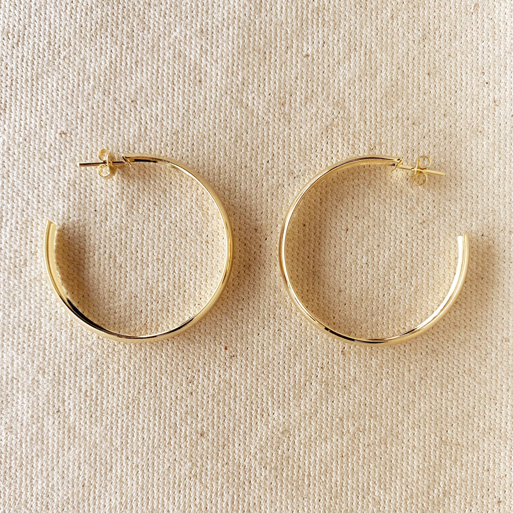 Gold Filled 18k 40mm Hollow C-Hoop Earrings