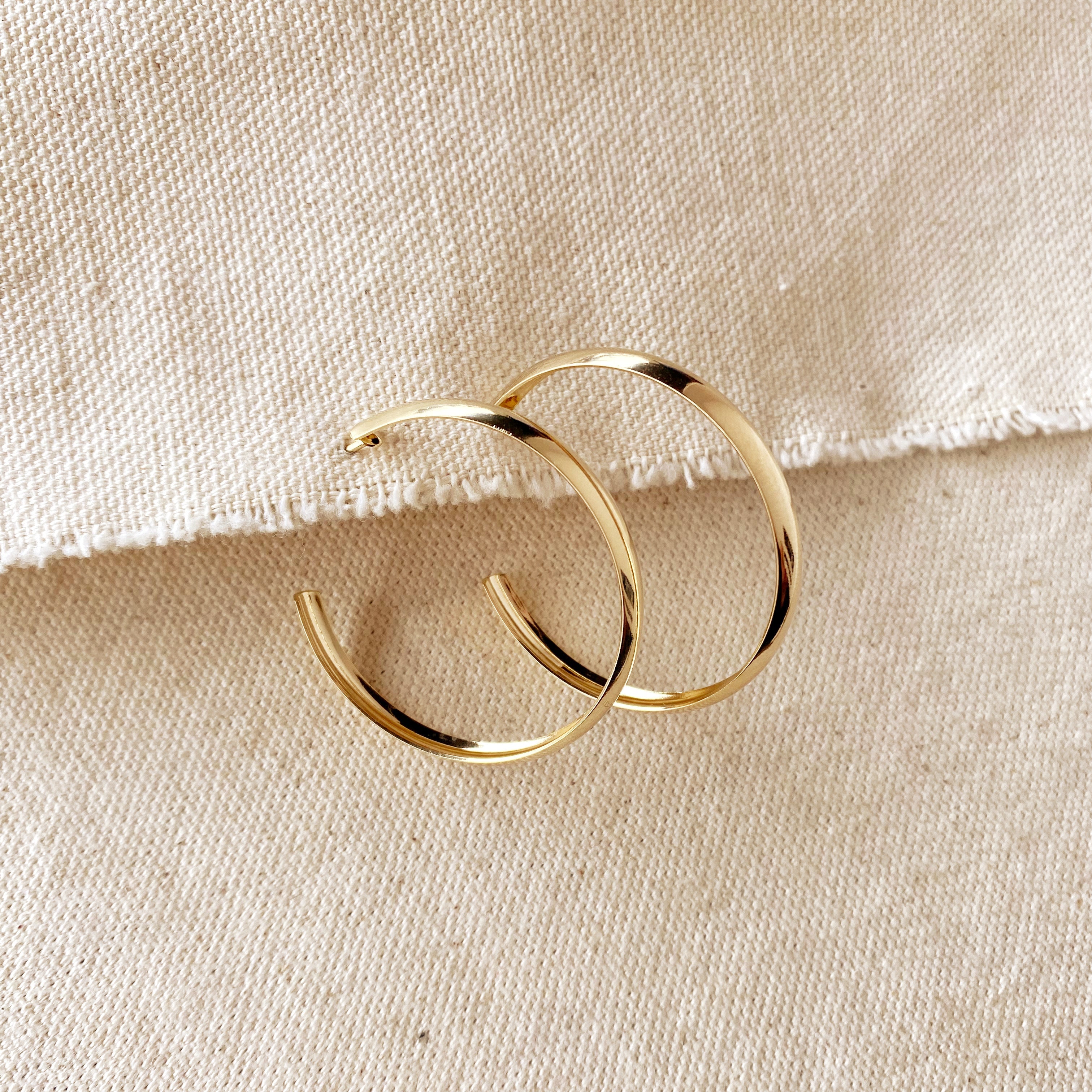 Gold Filled 18k 40mm Hollow C-Hoop Earrings
