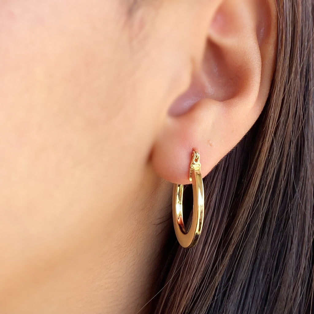 Earrings 18k Gold Filled Flat Hoop