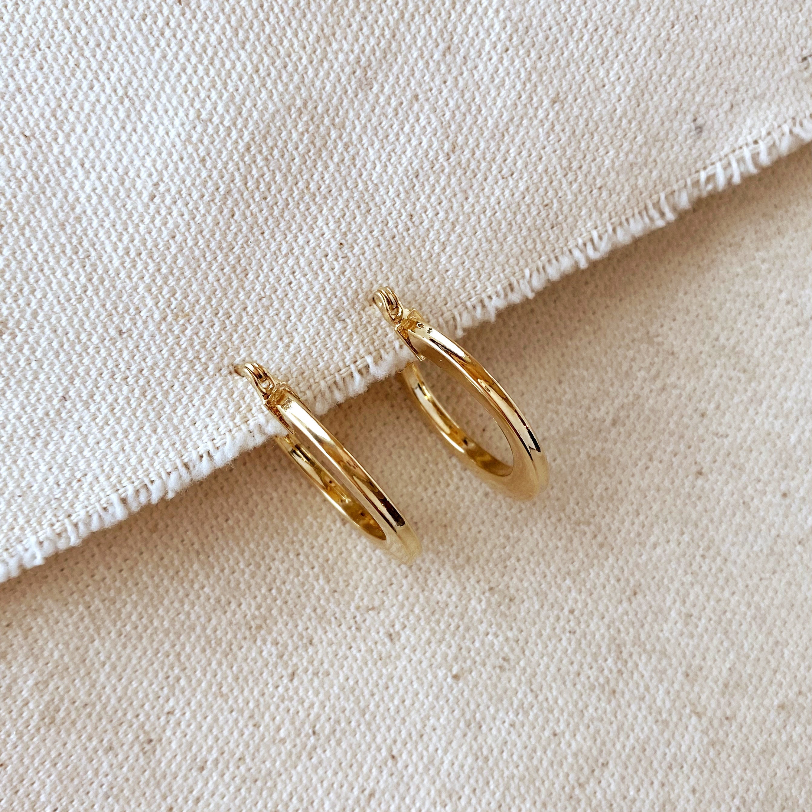 Earrings 18k Gold Filled Flat Hoop