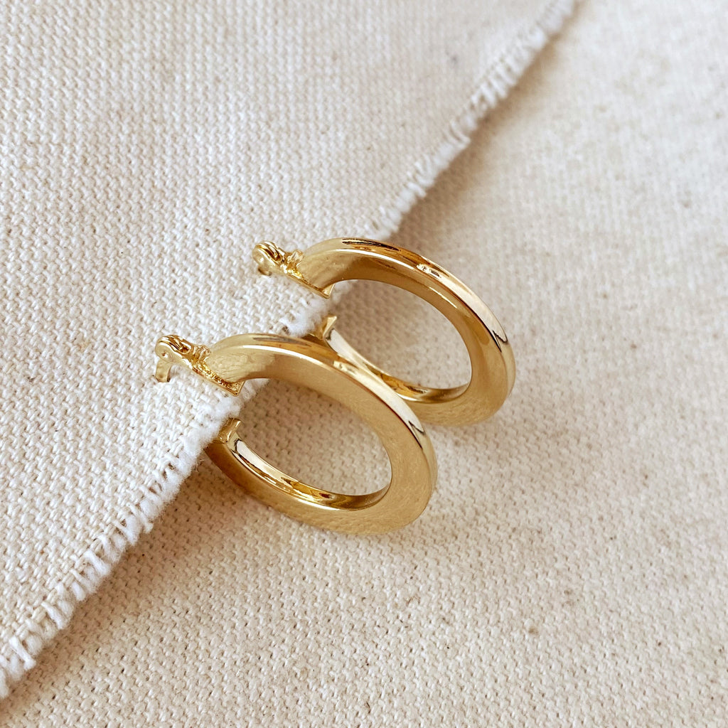 Earrings 18k Gold Filled Flat Hoop
