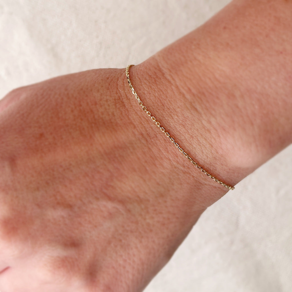 0.9mm Link Chain Bracelet - Thin Gold Filled 18k Delicated for Women