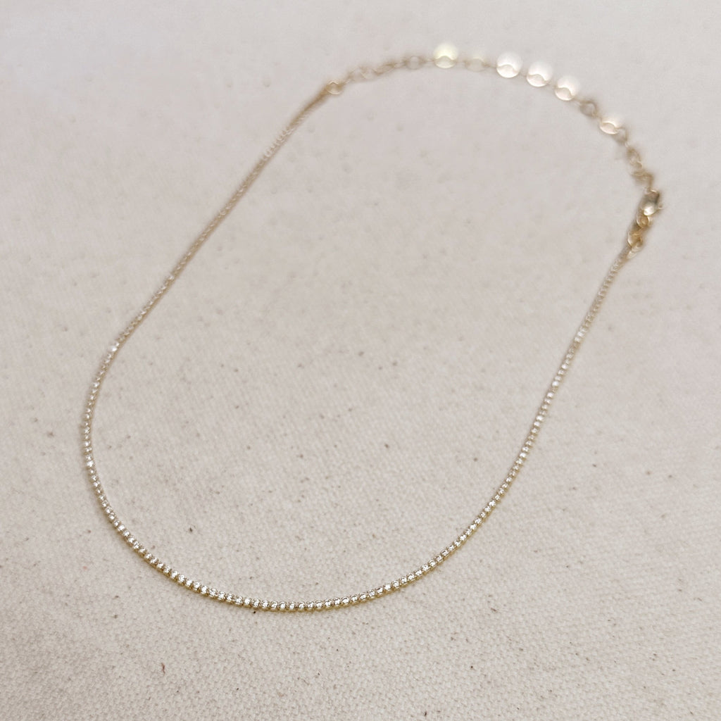 Gold Filled 18k 1.2mm CZ Tennis Necklace