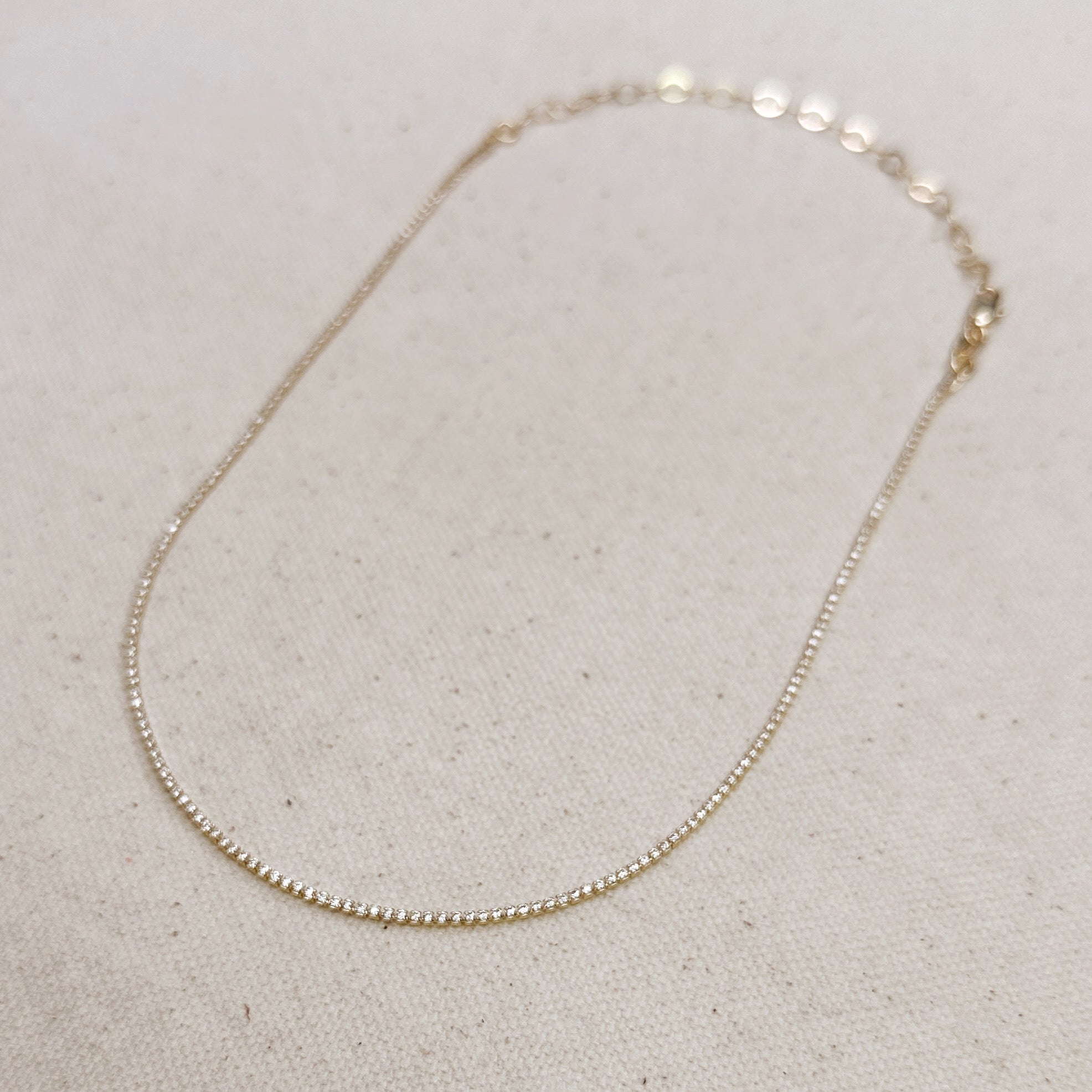 Gold Filled 18k 1.2mm CZ Tennis Necklace