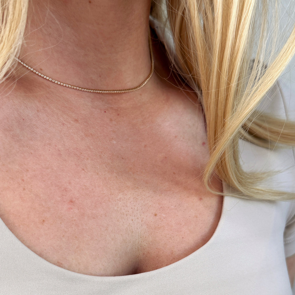 Gold Filled 18k 1.2mm CZ Tennis Necklace