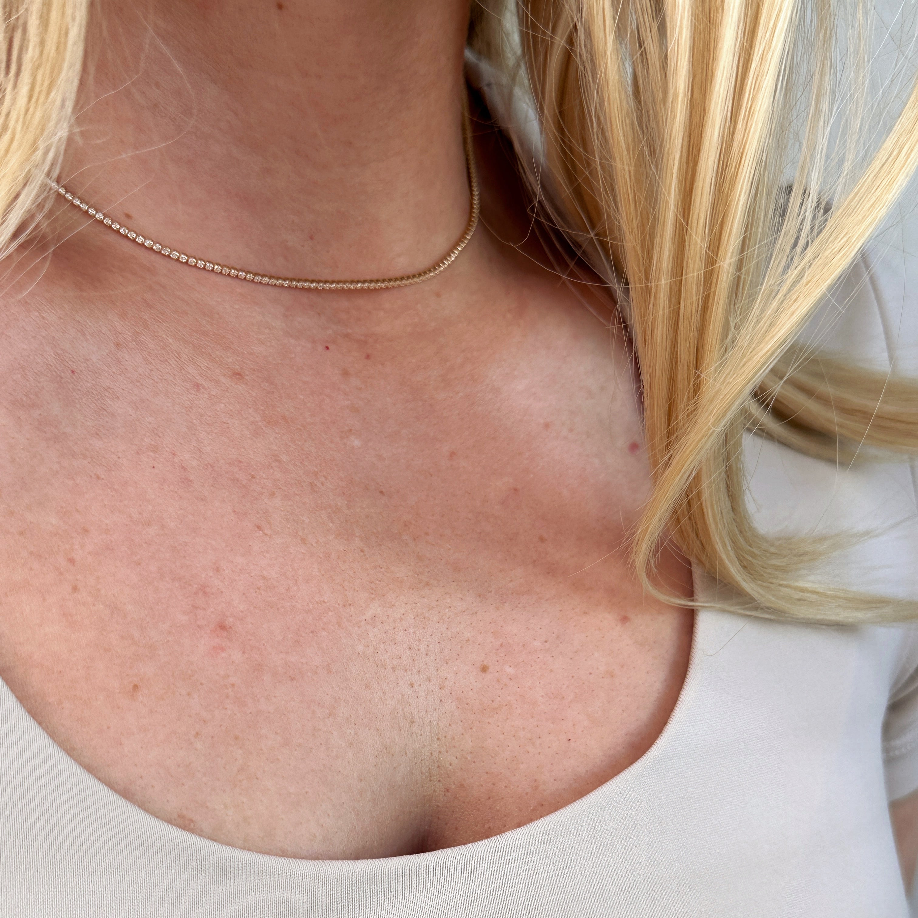 Gold Filled 18k 1.2mm CZ Tennis Necklace