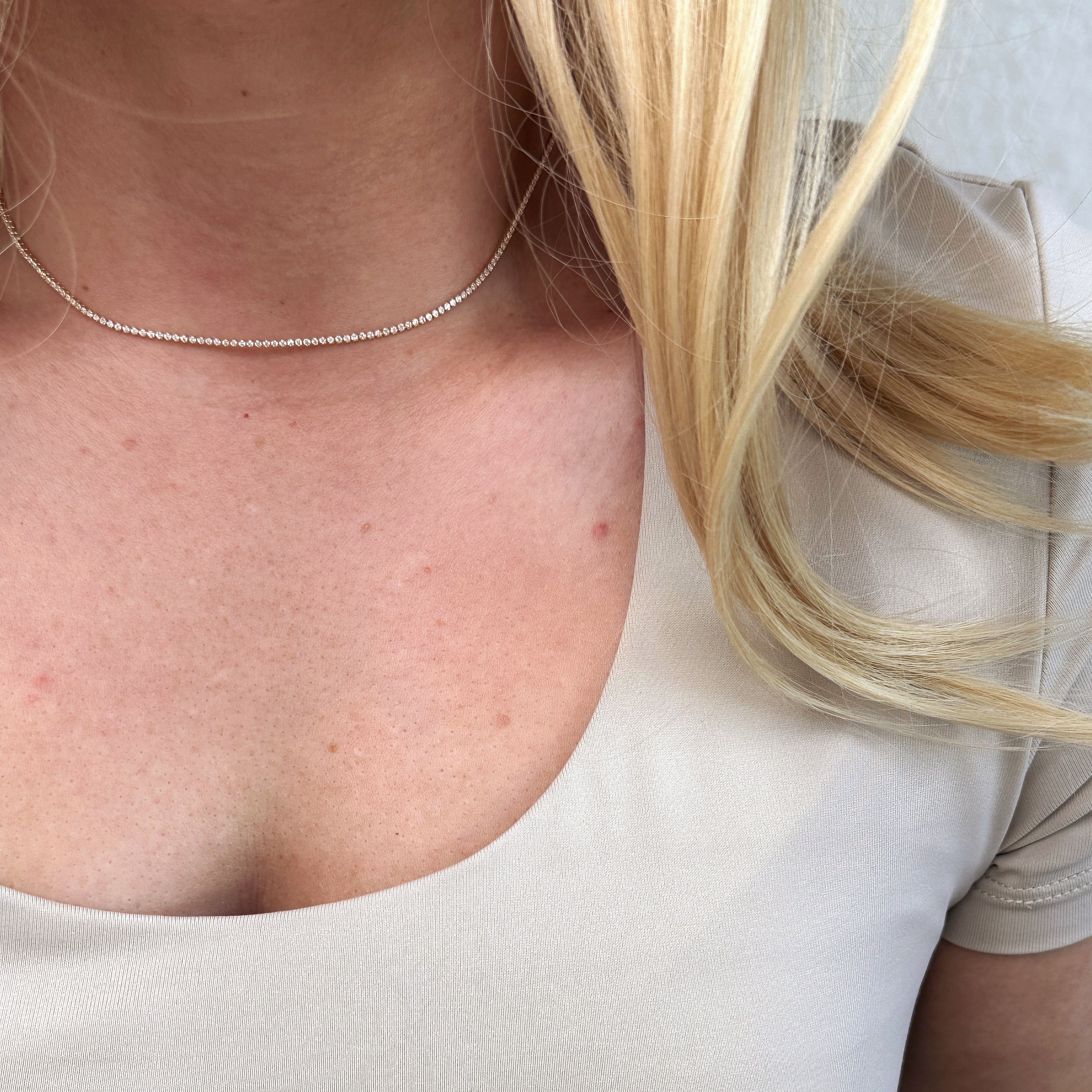 Gold Filled 18k 1.2mm CZ Tennis Necklace