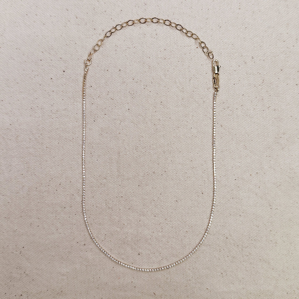 Gold Filled 18k 1.2mm CZ Tennis Necklace