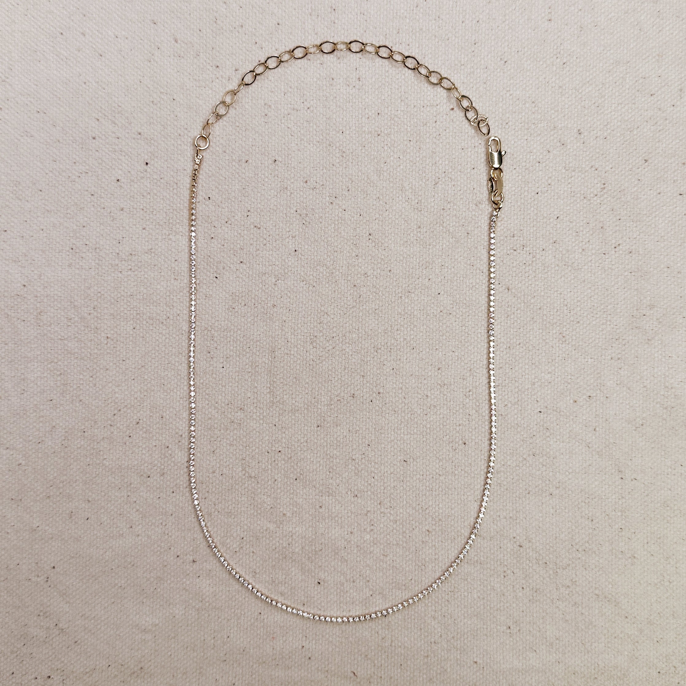 Gold Filled 18k 1.2mm CZ Tennis Necklace