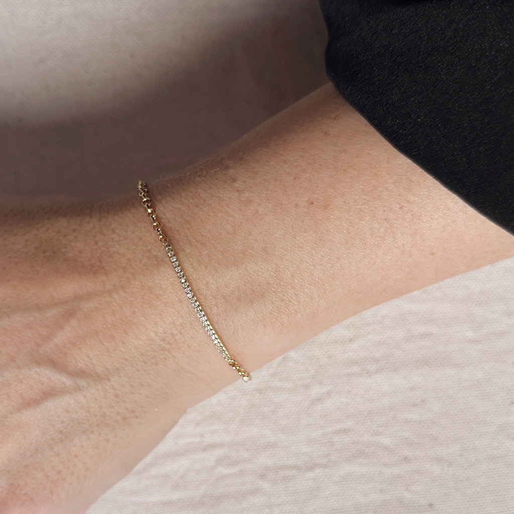 Gold Filled 18k 2mm CZ Bar Bracelet