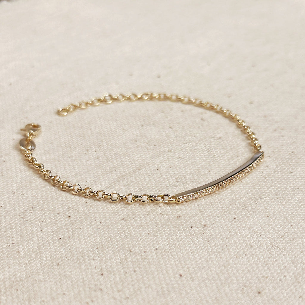 Gold Filled 18k 2mm CZ Bar Bracelet