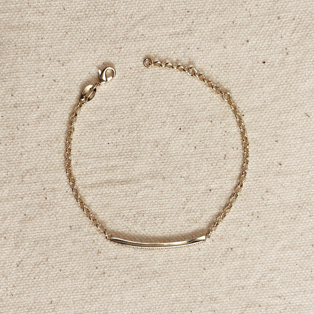 Gold Filled 18k 2mm CZ Bar Bracelet