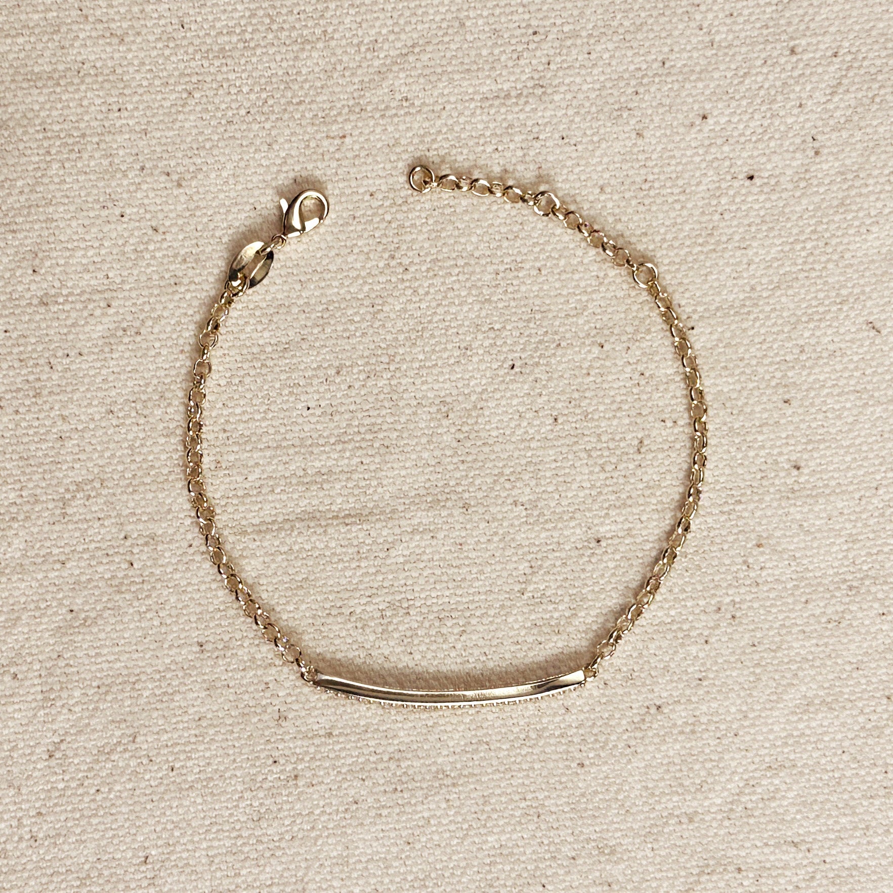 Gold Filled 18k 2mm CZ Bar Bracelet