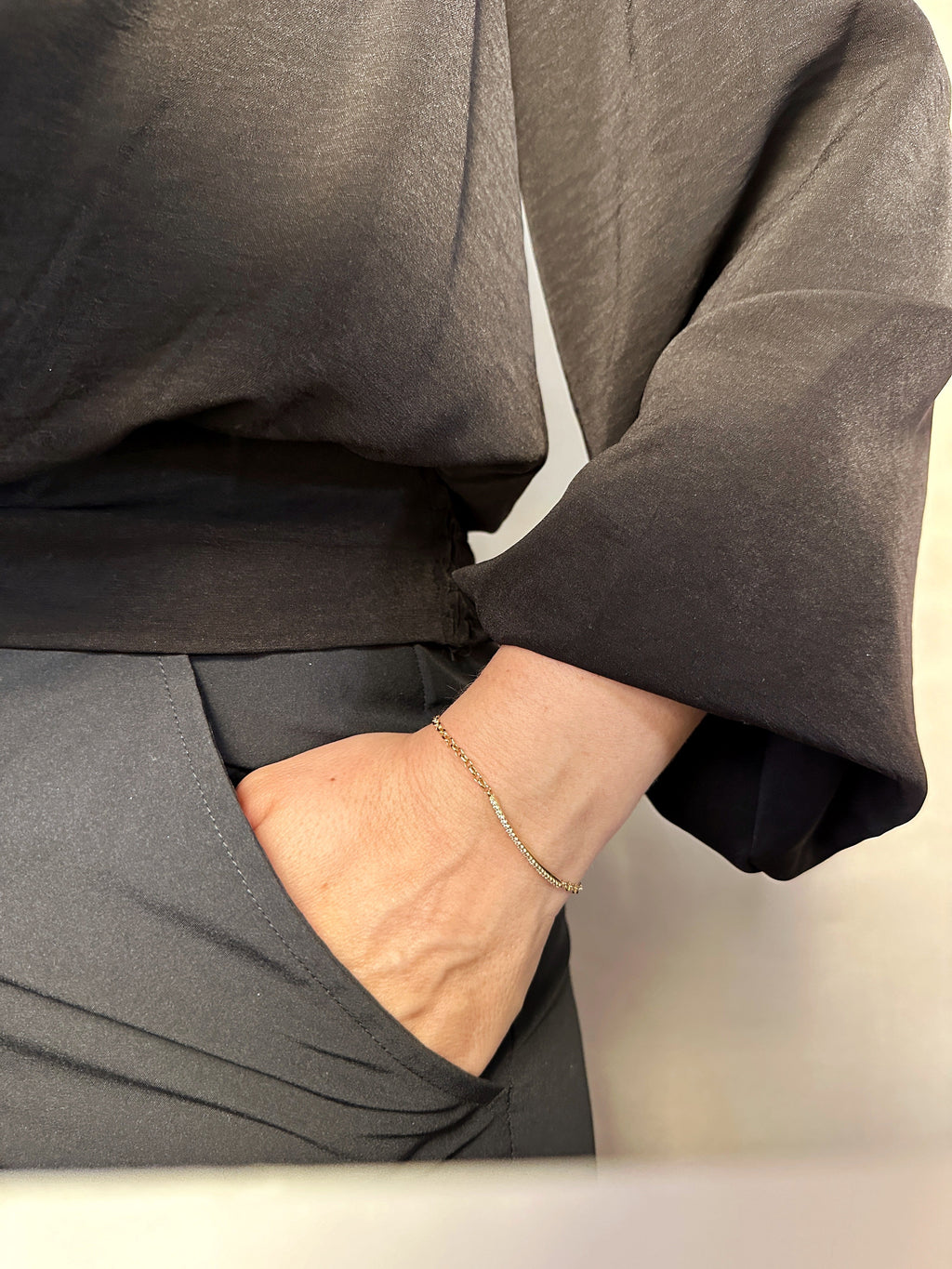 Gold Filled 18k 2mm CZ Bar Bracelet