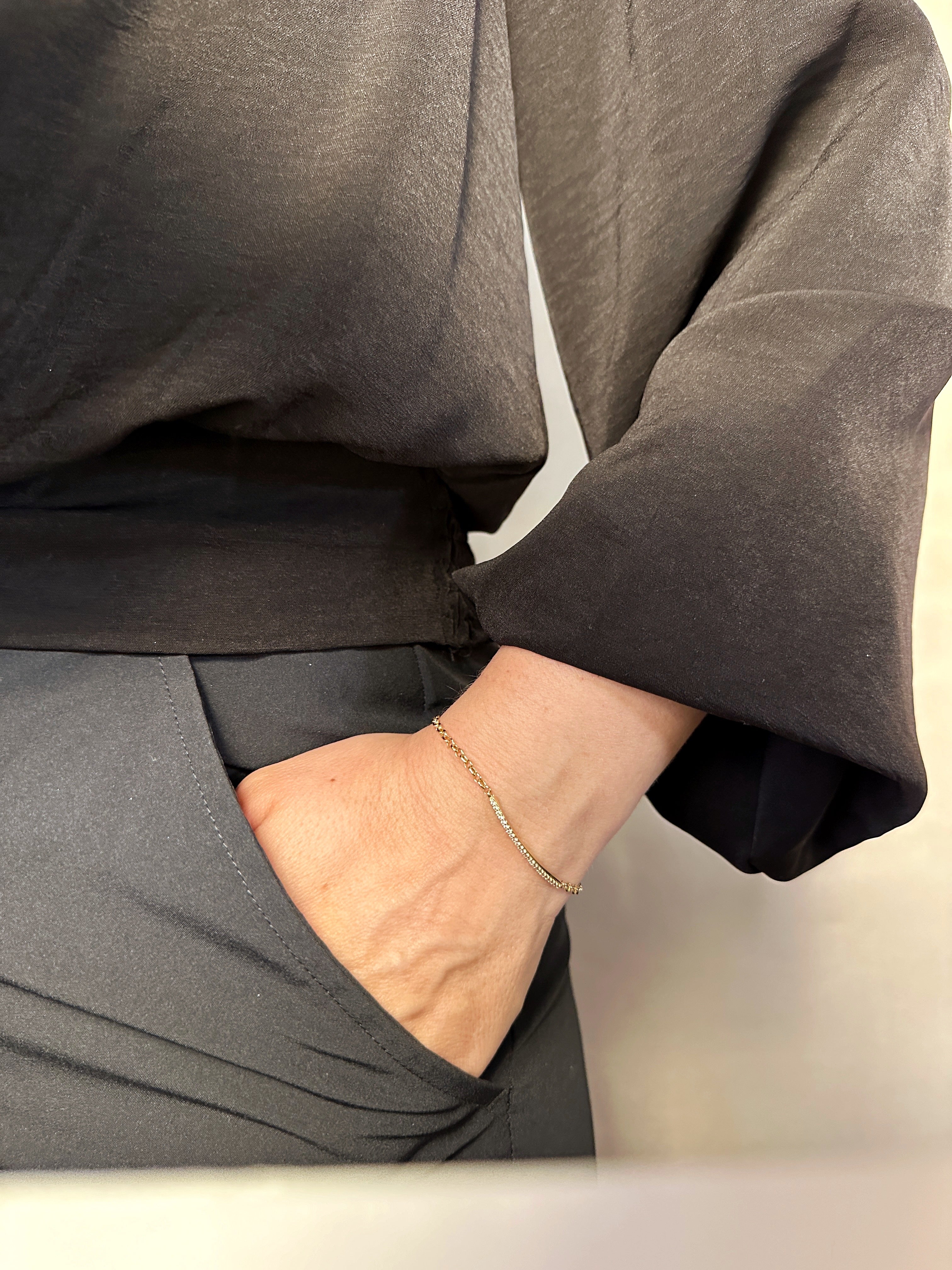 Gold Filled 18k 2mm CZ Bar Bracelet