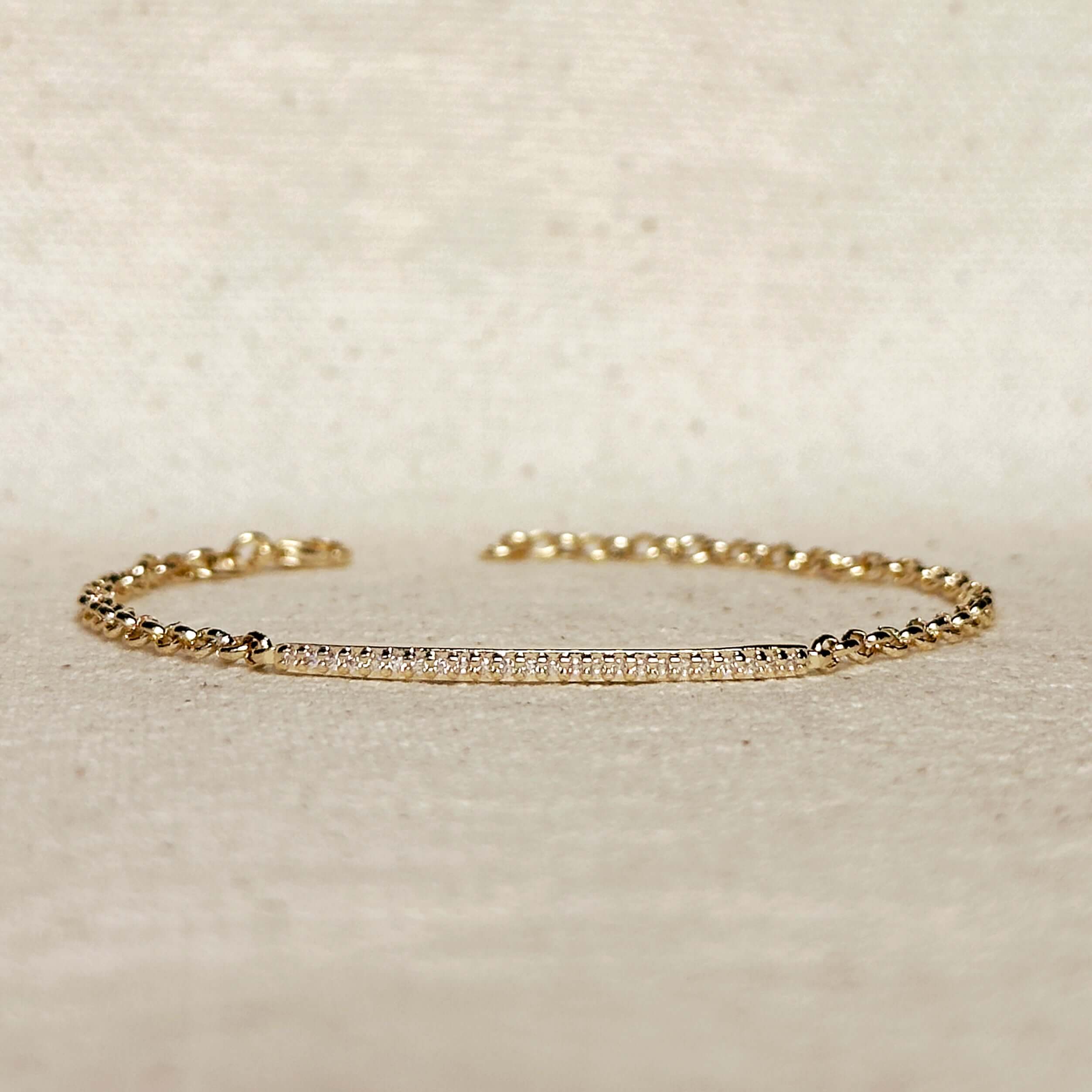 Gold Filled 18k 2mm CZ Bar Bracelet