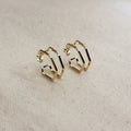 Gold Filled 18k Double Wire Geometric C Hoop Earrings