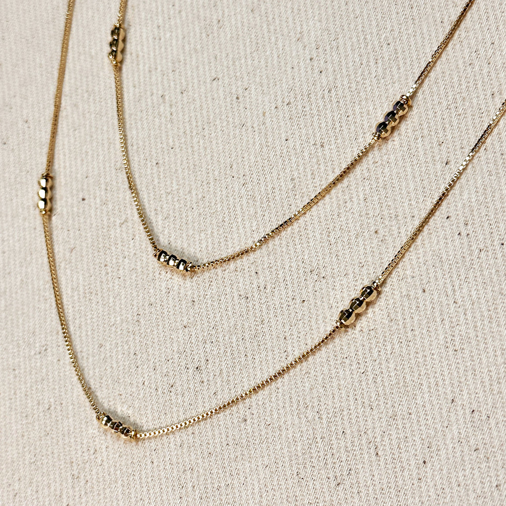 Bead Detailed Box Chain 18k Gold Filled