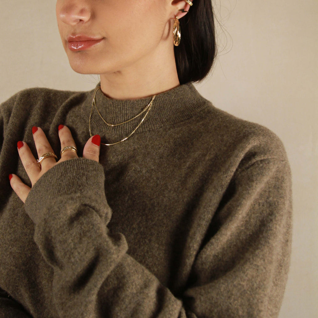 Bead Detailed Box Chain 18k Gold Filled