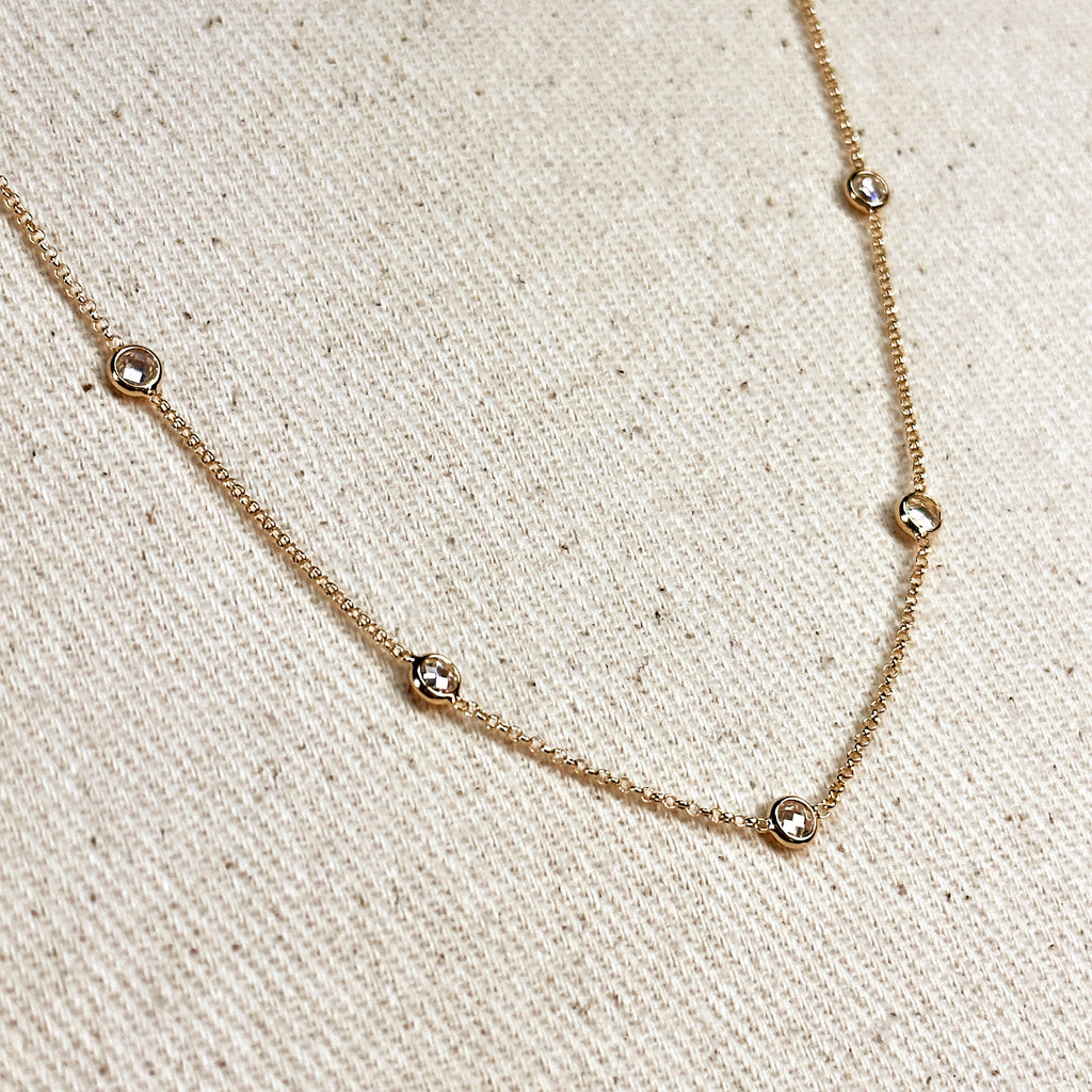 Gold Filled 18k Bezel CZ Necklace