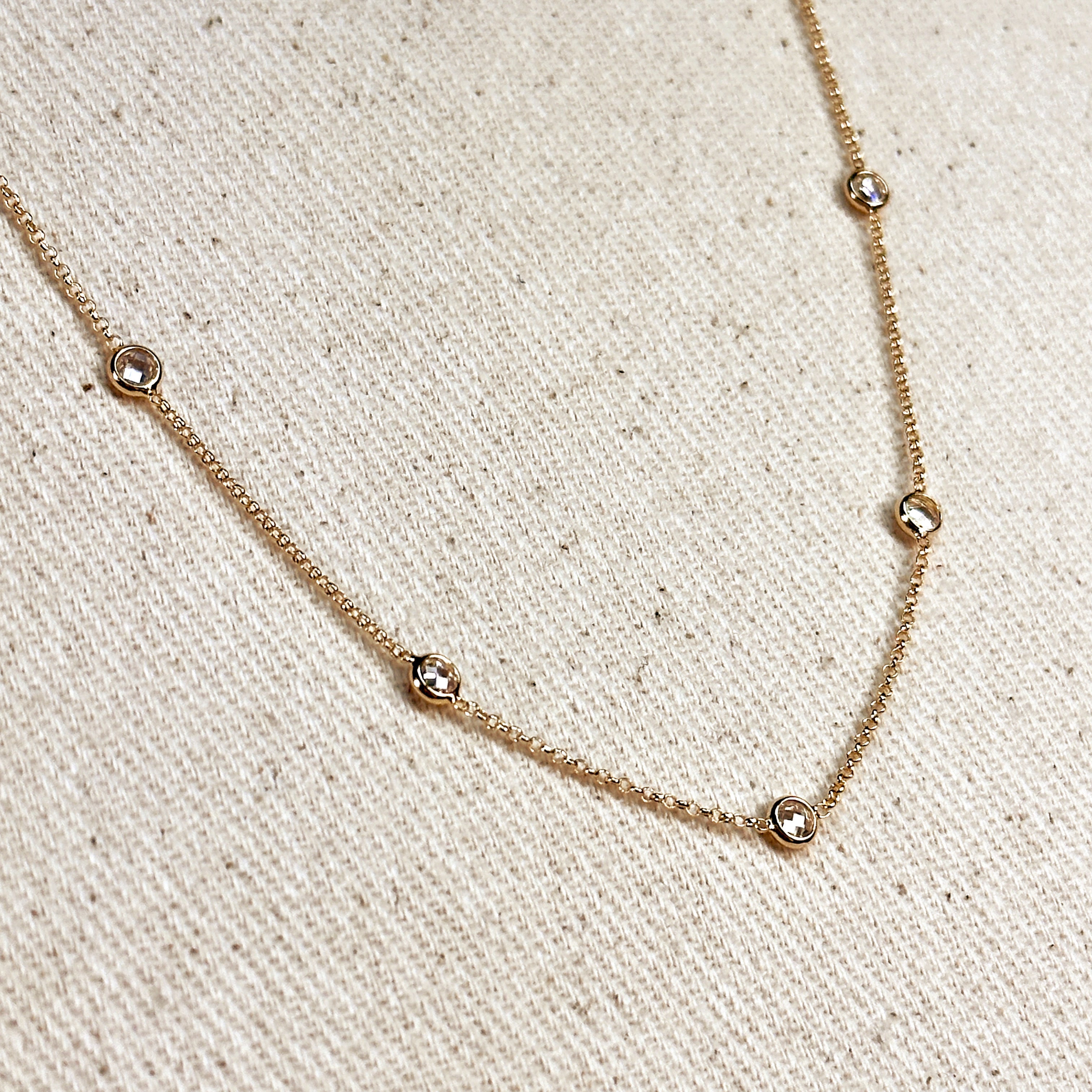 Gold Filled 18k Bezel CZ Necklace