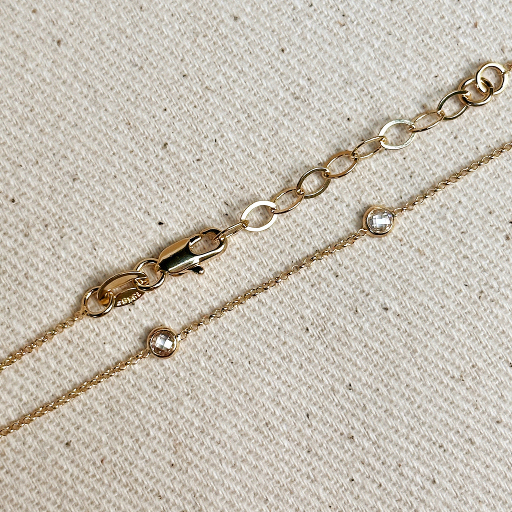 Gold Filled 18k Bezel CZ Necklace