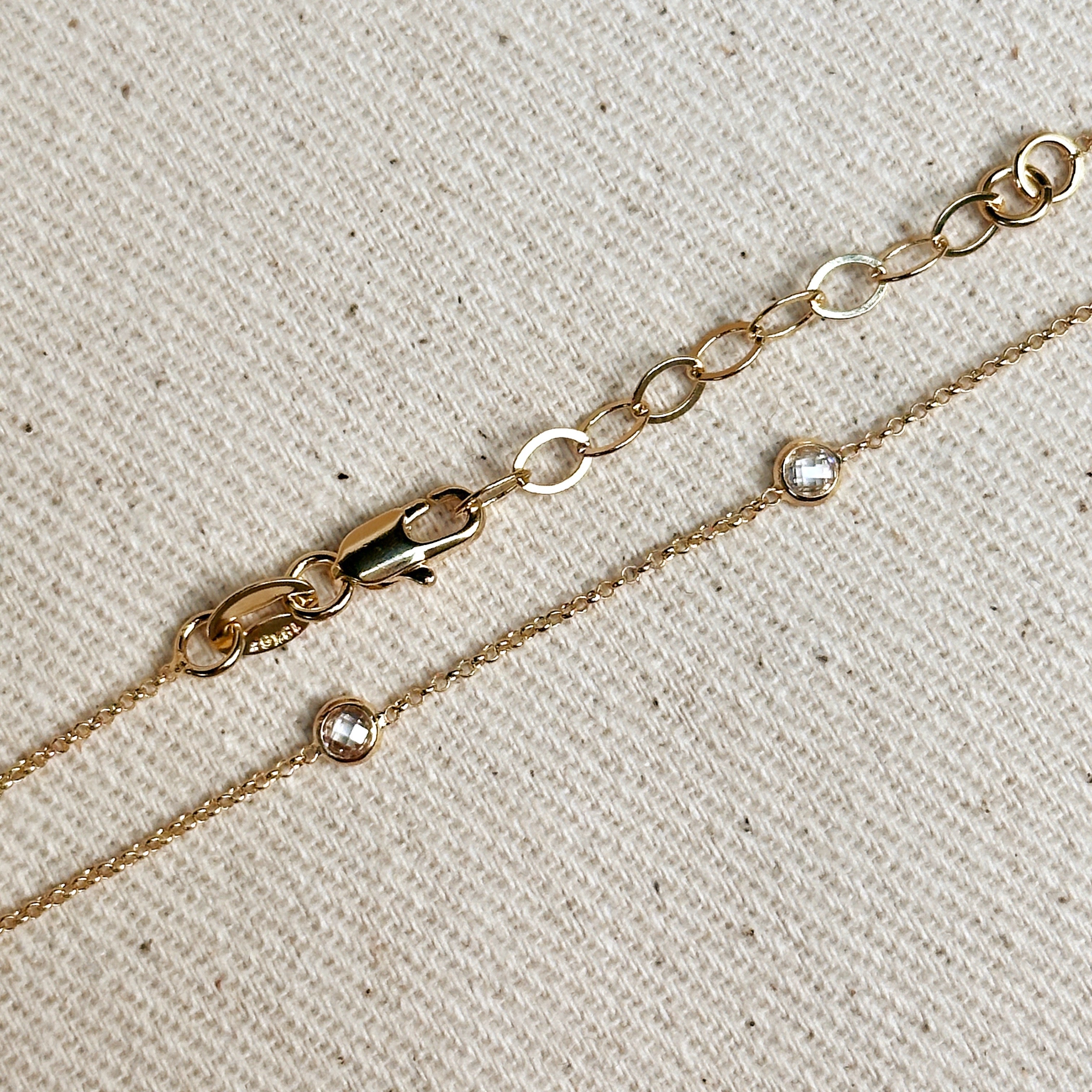 Gold Filled 18k Bezel CZ Necklace