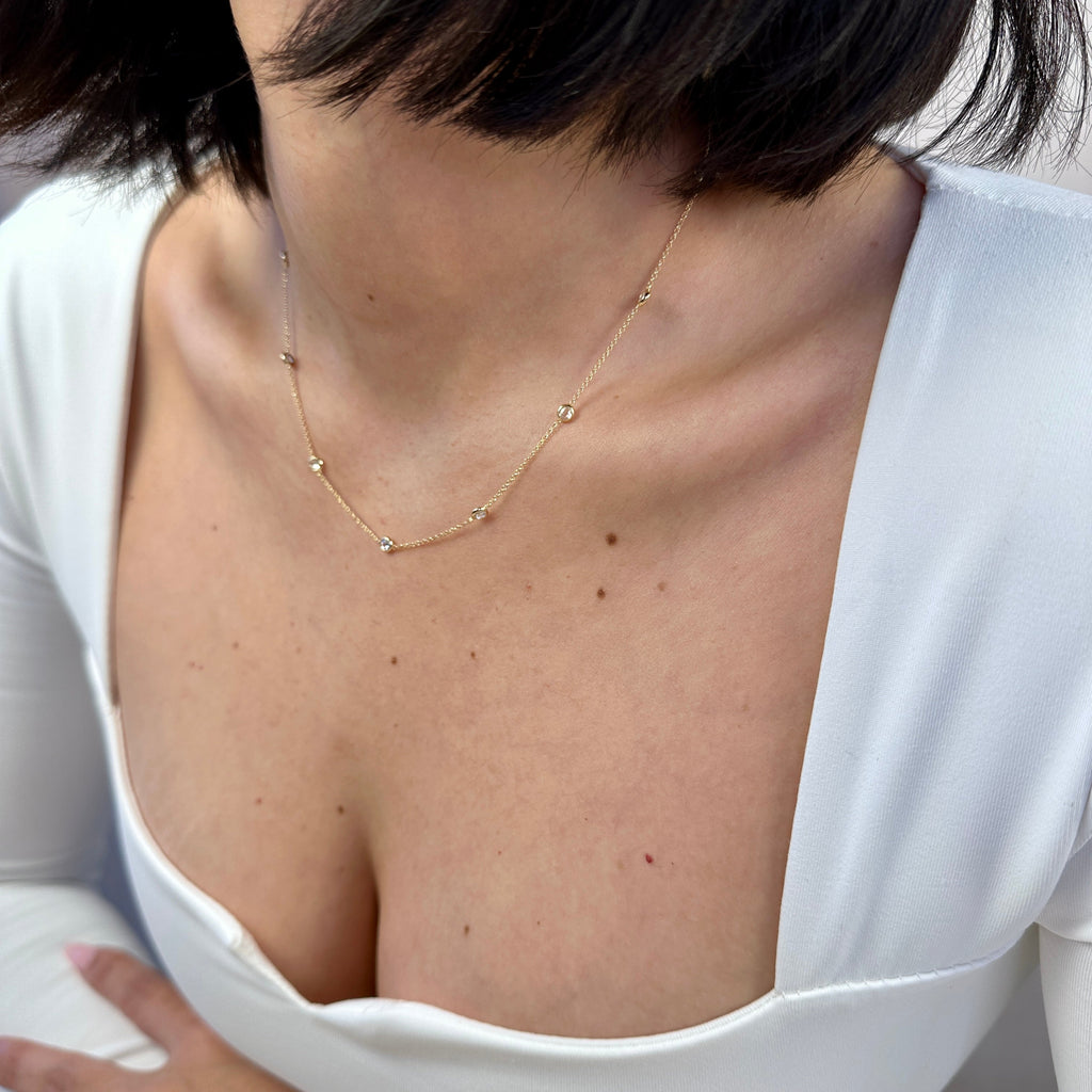 Gold Filled 18k Bezel CZ Necklace
